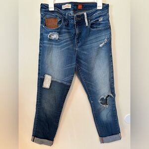 Pilcro cropped patch work jeans